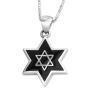 Sterling Silver Star of David Pendant Necklace with Onyx Filling - 4