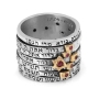 Silver & Gold Spinning Jewish Wedding Ring with Garnets and Seven Blessings - 6