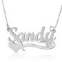 Silver Name Necklace in English with Underline & Side Heart - (Cola Script) - 1