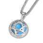 Sterling Silver and Opal/Onyx Stone Star of David Necklace - 1