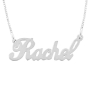 Silver Double Thickness Name Necklace in English - Script - 1