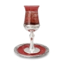 Handmade Red Glass and Sterling Silver-Plated Kiddush Cup - 1