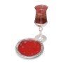 Handmade Red Glass and Sterling Silver-Plated Kiddush Cup - 3