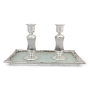 Handcrafted White Glass and Sterling Silver-Plated Shabbat Candlesticks - 2