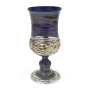 Handmade Glass and Sterling Silver Kiddush Cup with Ancient Hebrew "Jerusalem" - Color Option - 3