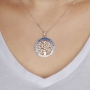 Sterling Silver Tree of Life Pendant with Zircon Stones (Choice of Colors) - 2