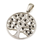Sterling Silver Circular Tree of Life Pendant with Zircon Stones (Choice of Colors) - 5
