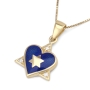Star of David And Heart 14K Yellow Gold Pendant Necklace - 3