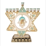 Luxurious Star of David Hanukkah Menorah With Hamsa and Choshen Motifs  - 3