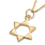 14K Yellow Gold Star of David Outline Pendant Necklace - 1