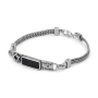 Priestly Blessing & Star of David Men's Sterling Silver Bracelet With Black Onyx Stone - 1