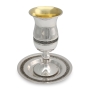 Handcrafted Stemmed Sterling Silver Filigree Kiddush Cup With Lip By Traditional Yemenite Art - 2
