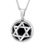 Sterling Silver and Opal/Onyx Stone Star of David Necklace - 3