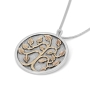 Sterling Silver and 9K Gold Circle Tree of Life Necklace - 3