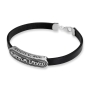 Sterling Silver Shema Yisrael Bracelet on Leather Band - 2