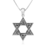 Sterling Silver Star of David Necklace with Twisty and Spiral Pattern  - 1