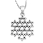 Sterling Silver Stars of David Pendant Necklace - Compound Star - 4
