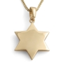 14K Gold Star of David Pendant Necklace With Studded Design (Choice of Colors) - 1