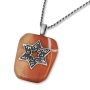 Shema Yisrael Star of David Jerusalem Stone and 925 Sterling Silver Necklace - 1