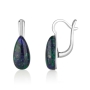 Sterling Silver & Eilat Stone English Lock Earrings With Teardrop Design By Marina Jewelry - 1