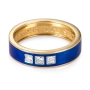 14K Yellow Gold and Blue Enamel "This Too Shall Pass" Men's Ring With Three White Diamonds (English) - 2
