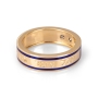 14K Yellow Gold and Blue Enamel "This Too Shall Pass" Ring With Three White Diamonds (Hebrew) - 2