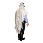Talitnia Traditional Pure Wool Jewish Wedding Tallit - White and Silver Stripes - 3