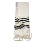 Talitnia Traditional Pure Wool Tallit. Black with silver stripes - 6