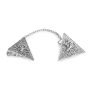 Traditional Yemenite Art Handcrafted Triangular Sterling Silver Menorah Tallit Clips with Filigree Design - 2