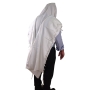 100% Cotton Non-Slip Tallit Prayer Shawl with White Stripes - 3