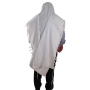 100% Cotton Non-Slip Tallit Prayer Shawl with White Stripes - 2