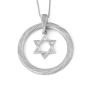 14K Gold Star of David Pendant Necklace With Twist Design (Choice of Color) - 4