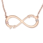 Gold-Plated Double Thickness Customizable Infinity Necklace – Two Names and Birthstones (Hebrew / English) - 3