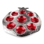Hammered Pomegranate Rosh Hashanah Plate with Enamel - Red - 1