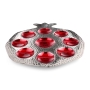 Hammered Pomegranate Rosh Hashanah Plate with Enamel - Red - 2