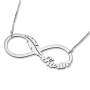 Sterling Silver Double Thickness Hebrew / English Infinity and Feather Name Necklace - Choice of Color - 2