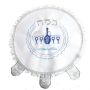 White, Silver and Blue Circular Satin Matzah Cover - 1