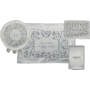 White & Silver Faux Leather Passover Set - 1