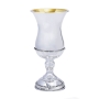 Grand 925 Sterling Silver Kiddush Cup With Beaded Design - 1