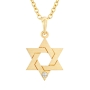 Yaniv Fine Jewelry 18K Gold Star of David Pendant with Diamond  - 1