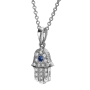 Yaniv Fine Jewelry 18K Gold and Diamond Hamsa Pendant With Blue Sapphire (Choice of Colors) - 5
