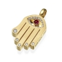 Yaniv Fine Jewelry 18K Gold Hamsa and Evil Eye Pendant With Diamonds and Ruby (Choice of Colors) - 3