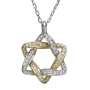 Diamond-Encrusted 18K Yellow Gold Rounded Star of David Necklace - 4