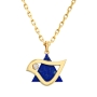 18K Gold Star of David Dove Pendant with Diamond & Lapis Lazuli - 2