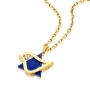 18K Gold Star of David Dove Pendant with Diamond & Lapis Lazuli - 3