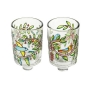 Yair Emanuel Colorful Birds Painted Glass Pair of Candle Holders - 1