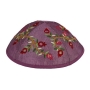 Yair Emanuel Embroidered Silk Kippah - Pomegranates - Pink / Purple - 2