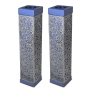 Yair Emanuel Tall Square Aluminum & Copper Candlesticks – Blue - 1