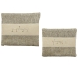 Yair Emanuel Thick Linen Tallit & Tefillin Bags Set – Grey & Beige - 1