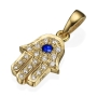Yaniv Fine Jewelry 18K Gold and Diamond Hamsa Pendant With Blue Sapphire (Choice of Colors) - 1
